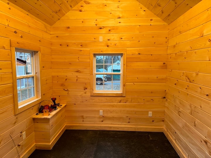 Natural Shiplap Ceiling and Walls ADU Interior Finish for Home Office by Reilly Brothers Construction